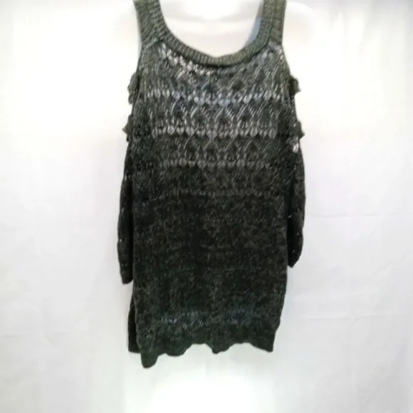 Torrid Gray Ladder Pointelle Knit Sweater Women's 3X. 3/4 Sleeves Scoop Neckline - Picture 6 of 14